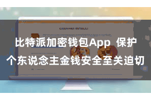 比特派加密钱包App  保护个东说念主金钱安全至关迫切